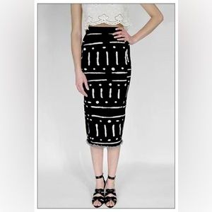 Rachel Comey Agenda Pencil Tribal Skirt Bleach Art Raw bottom Indie NYC Designer